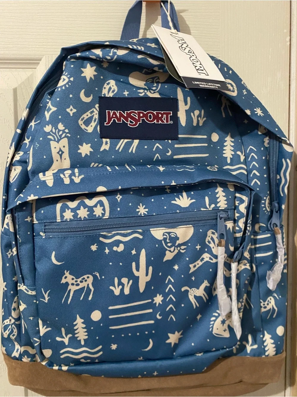 Jansport Blue Backpack horse western Print